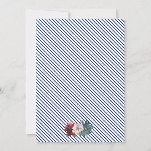 ブルゴーニュ&ネイビー冬花模様バプテスマ 招待状 (裏面)