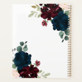 ブルゴーニュ&ネイビー素朴フラワーズ結婚ウッド プランナー手帳 (裏面)