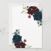 ブルゴーニュ&ネイビー素朴フラワーズ結婚ウッド 招待状 (裏面)