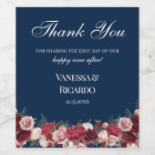 ブルゴーニュ・ネイビー結婚ブルーの感謝ワインラベル ワインラベル (シングルラベル)