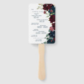 ブルゴーニュ&ネイビー結婚ブルーの花のセット ハンドファン (裏面)