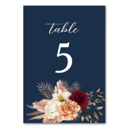 ブルゴーニュ・ネイビー結婚・ブルー テーブルナンバー