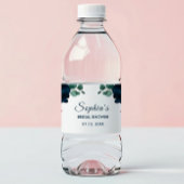 ブルゴーニュ&ネイビー花素朴ブライダル水ラベル ペットボトルラベル