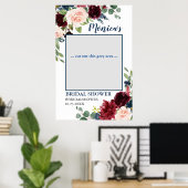 ブルゴーニュ・ネイビー・ブルー赤面ブライダルシャワー写真プロップ ポスター (ホームオフィス)