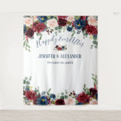 ブルゴーニュ・ネイビー・ブルー赤面結婚の写真の背景 タペストリー (正面)