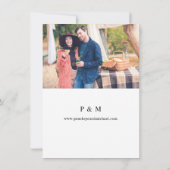 ブルゴーニュ,ネイビー&赤面ピンクフローラ写真 セーブザデート (裏面)