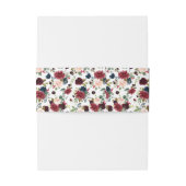 ブルゴーニュ&ネイビー、赤面ピンクフローラ3 招待状ベリーバンド (裏面例)