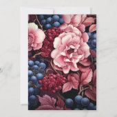 ブルゴーニュ、ネイビー、赤面ボホフローラワイン結婚ズ 招待状 (裏面)