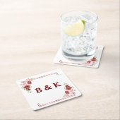 ブルゴーニュ&バラ結婚フローラ スクエアペーパーコースター (インサイチュ)