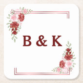 ブルゴーニュ&バラ結婚フローラ スクエアペーパーコースター (正面)