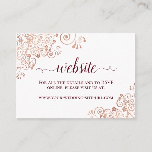 ブルゴーニュ&バラ金ゴールドフローラレース結婚のウェブサイト エンクロージャーカード (正面)