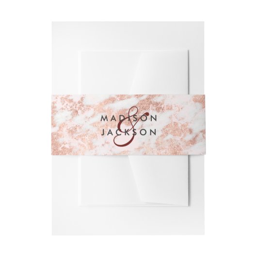 ブルゴーニュ&バラ金ゴールドマーブルズモノグラム 招待状ベリーバンド (正面例)