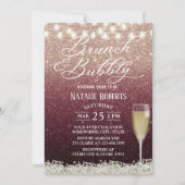 ブルゴーニュ&バラ金ゴールドモダングラデーションブライダルブランチ 招待状 (正面)