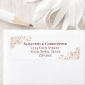 ブルゴーニュ&バラ金ゴールドレース結婚ズ差出人住所 ラベル (インサイチュ)