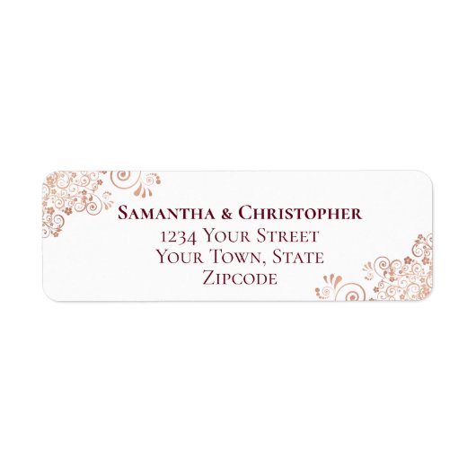 ブルゴーニュ&バラ金ゴールドレース結婚ズ差出人住所 ラベル (正面)