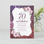 ブルゴーニュ・パープルグリッターとフローラ70歳の誕生日 招待状 (スタンド正面)