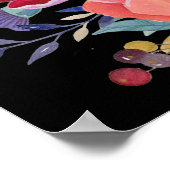 ブルゴーニュ&パープル結婚フローラのサイン – 黒 ポスター (角)