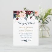 ブルゴーニュ，ピンクとミッドナイトブルーブライダル昼食会I 招待状 (スタンド正面)