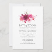 ブルゴーニュ&ピンクウォーターカラーフローラ秋バルミツワー 招待状 (正面)