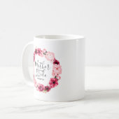 ブルゴーニュ&ピンクフローラリースマザー・オブ・ザ・ブライド コーヒーマグカップ (正面左)