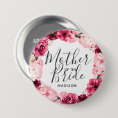 ブルゴーニュ&ピンクフローラリースマザー・オブ・ザ・ブライド 缶バッジ (正面&裏面)