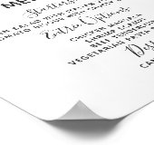 ブルゴーニュ&ピンクフローラ結婚のメニューテーブルの看板 ポスター (角)