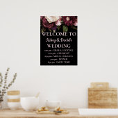 ブルゴーニュ&ピンクフローラ結婚ズ詳細歓迎 ポスター (キッチン)