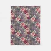 ブルゴーニュ&ピンク秋バラドリーム フリースブランケット (正面)