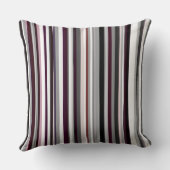 ブルゴーニュ、ピンク、グレーの抽象芸術ストライプ クッション (裏面)