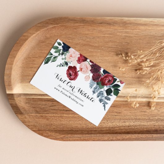 ブルゴーニュ・ピンク・ネイビー結婚フローラのウェブサイト エンクロージャーカード