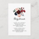 ブルゴーニュ・ピンク・ネイビー結婚フローラの方向性 エンクロージャーカード (正面)