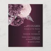 ブルゴーニュ・ピンク・フローラルの結婚式の招待状 (正面)