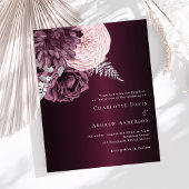 ブルゴーニュ・ピンク・フローラルの結婚式の招待状