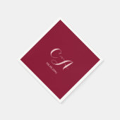 ブルゴーニュ・ピンク・モノグラム誕生日 スタンダードカクテルナプキン (角)