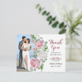 ブルゴーニュ・ピンク・ローズ写真結婚の皆様に感謝 ポストカード (スタンド正面)