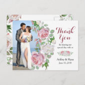 ブルゴーニュ・ピンク・ローズ写真結婚の皆様に感謝 ポストカード (正面/裏面)