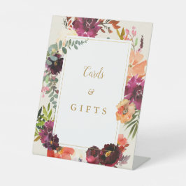 ブルゴーニュ+ピーチウォーター色のフローラ結婚ズ 台座サイン