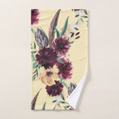 ブルゴーニュ&ピーチコンテンポラリーフローラバスタオル バスタオルセット (ハンドタオル)