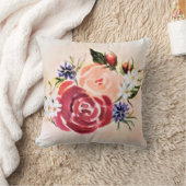 ブルゴーニュ&ピーチバラ水彩装飾用クッション クッション (ブランケット)