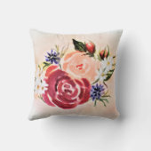 ブルゴーニュ&ピーチバラ水彩装飾用クッション クッション (裏面)