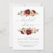 ブルゴーニュ&ピーチフローラブライダルシャワー招待 招待状 (正面)