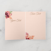 ブルゴーニュ&ピーチフローラブーケ母の日 箔グリーティングカード (内側レイダウン)