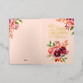 ブルゴーニュ&ピーチフローラブーケ母の日 箔グリーティングカード (外側レイダウン)