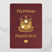 ブルゴーニュ・フィリピンのパスポート日付を保存 箔招待状 (正面)