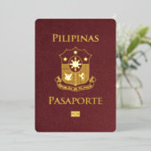 ブルゴーニュ・フィリピンのパスポート日付を保存 箔招待状 (立ち正面)
