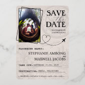 ブルゴーニュ・フィリピンのパスポート日付を保存 箔招待状 (裏面)