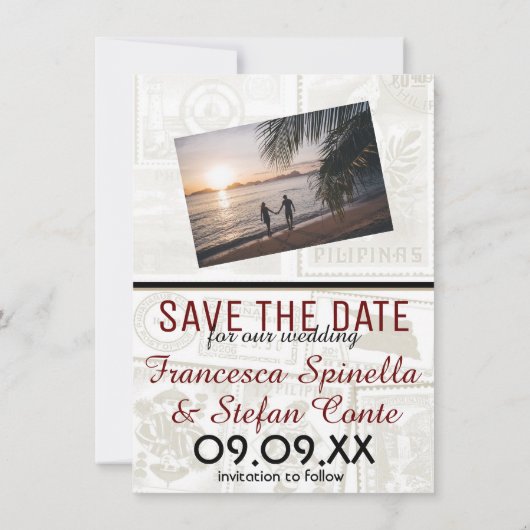 ブルゴーニュ・フィリピン・パスポート日付を保存 セーブザデート (裏面)