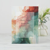 ブルゴーニュ、フォレストグリーン、木炭インク結婚ズ 招待状 (スタンド正面)