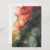 ブルゴーニュ、フォレストグリーン、木炭インク結婚ズ 招待状 (裏面)