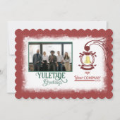 ブルゴーニュ、フォレストグリーン、金ゴールドベルクリスマス シーズンカード (正面)